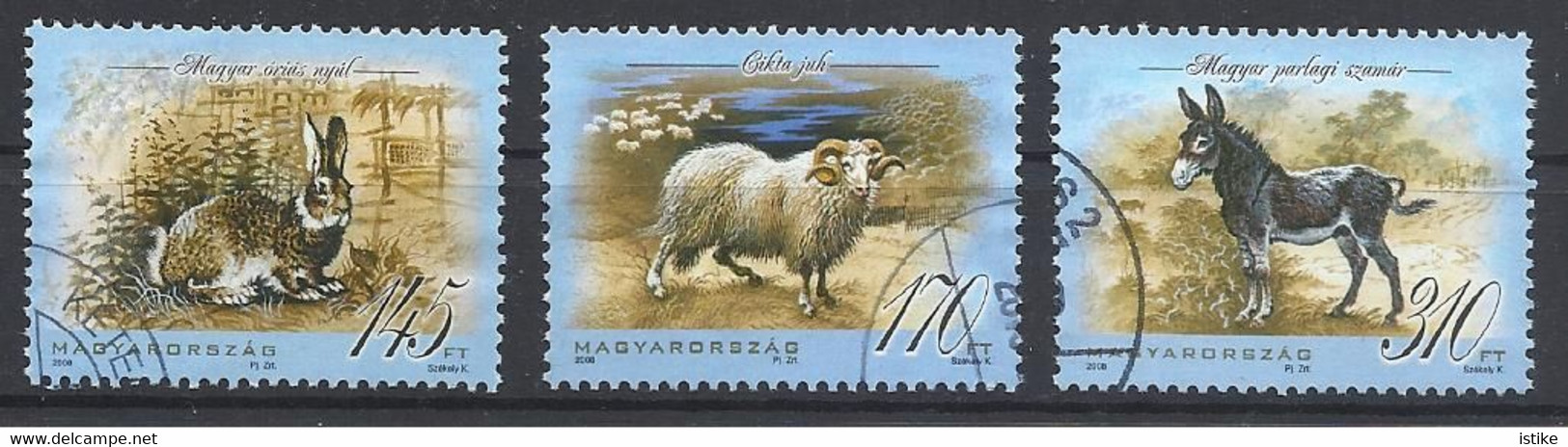 Hungary, Domestic Animals, Lot Of 3, 2008. - Oblitérés