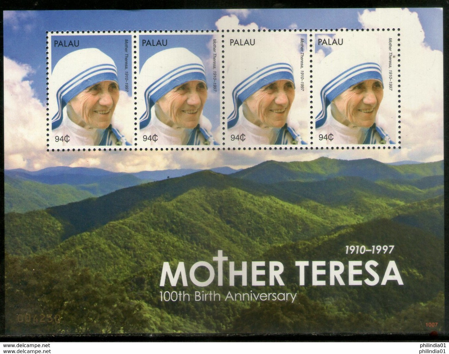 Palau 2010 Mother Teresa Of India Nobel Prize Winner Sc 1011 Sheetlet MNH # 7543 - Moeder Teresa