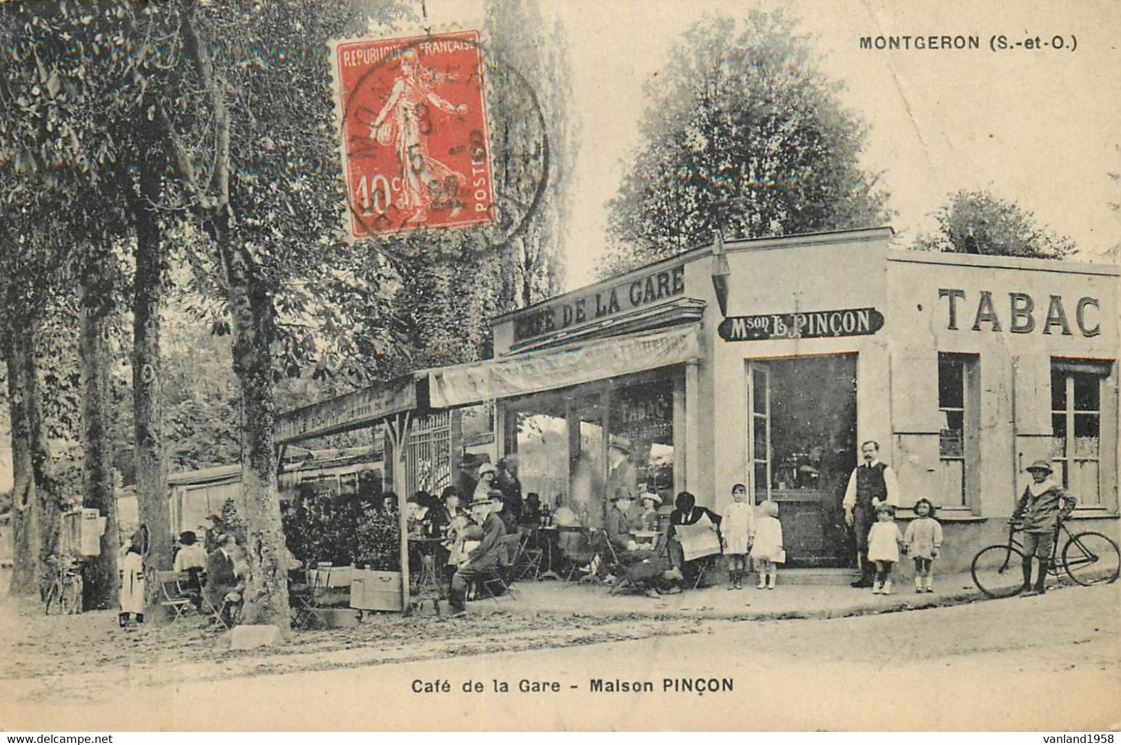 MONTGERON-café De La Gare-maison Pinçon (état,pli) - Montgeron