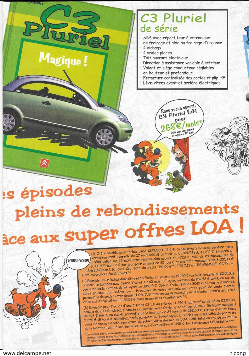 BOULE ET BILL,DEPLIANT PUBLICITAIRE DE 8 PAGES  PRESENTANT LES CITROEN 2003 ( C2  - C3 - C5 - C8 - XSARA - PICASSO )