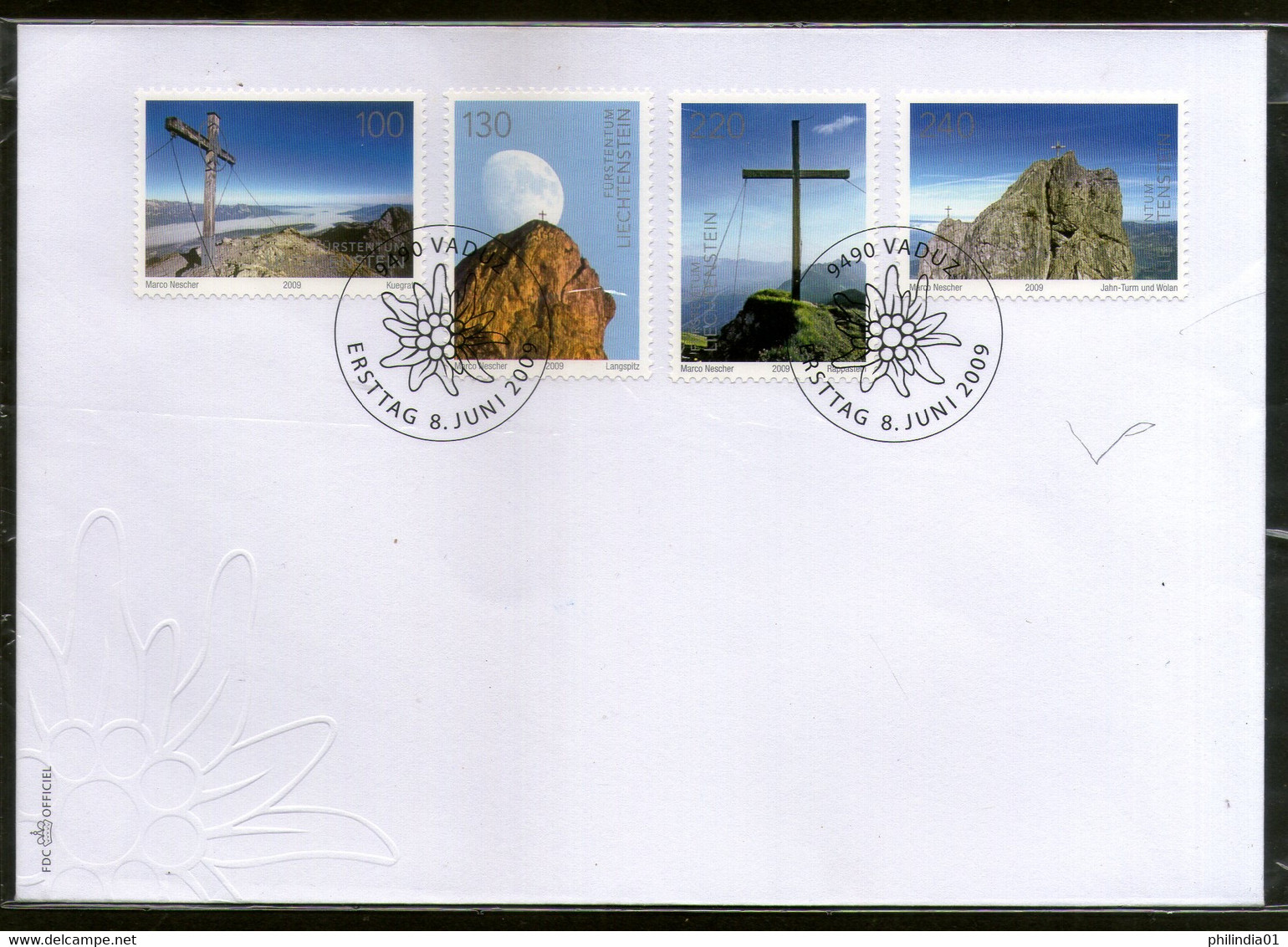 Liechtenstein 2009 Centenary Of Club Alpin Landscapes Mountain FDC # 7557 - Cartas & Documentos