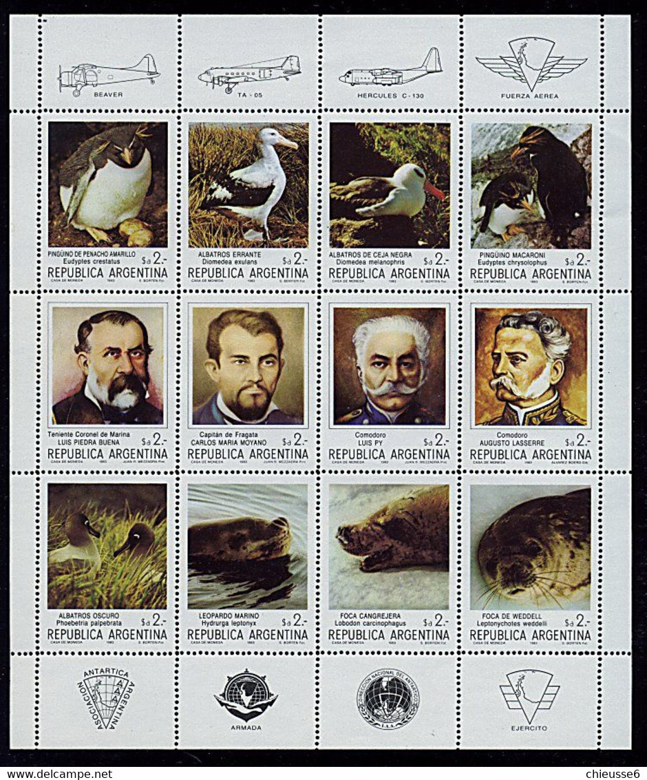 Argentine ** N° 1392 à 1409 - Pionniers Et Faune De L'Antarctique - Blocks & Sheetlets