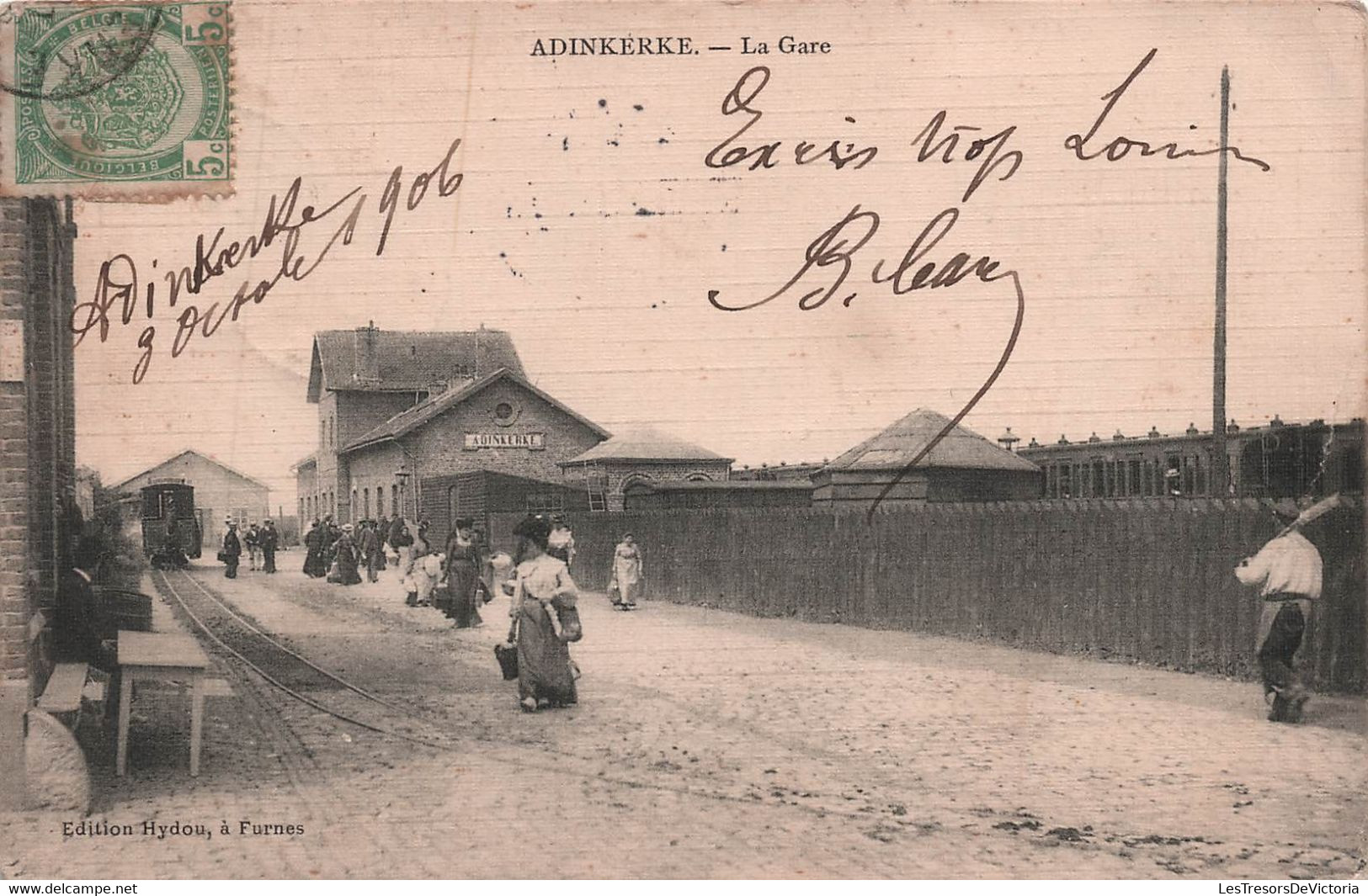 CPA De Panne - Adinkerke - La Gare - Edition Hydou - Animé - Tramway - De Panne