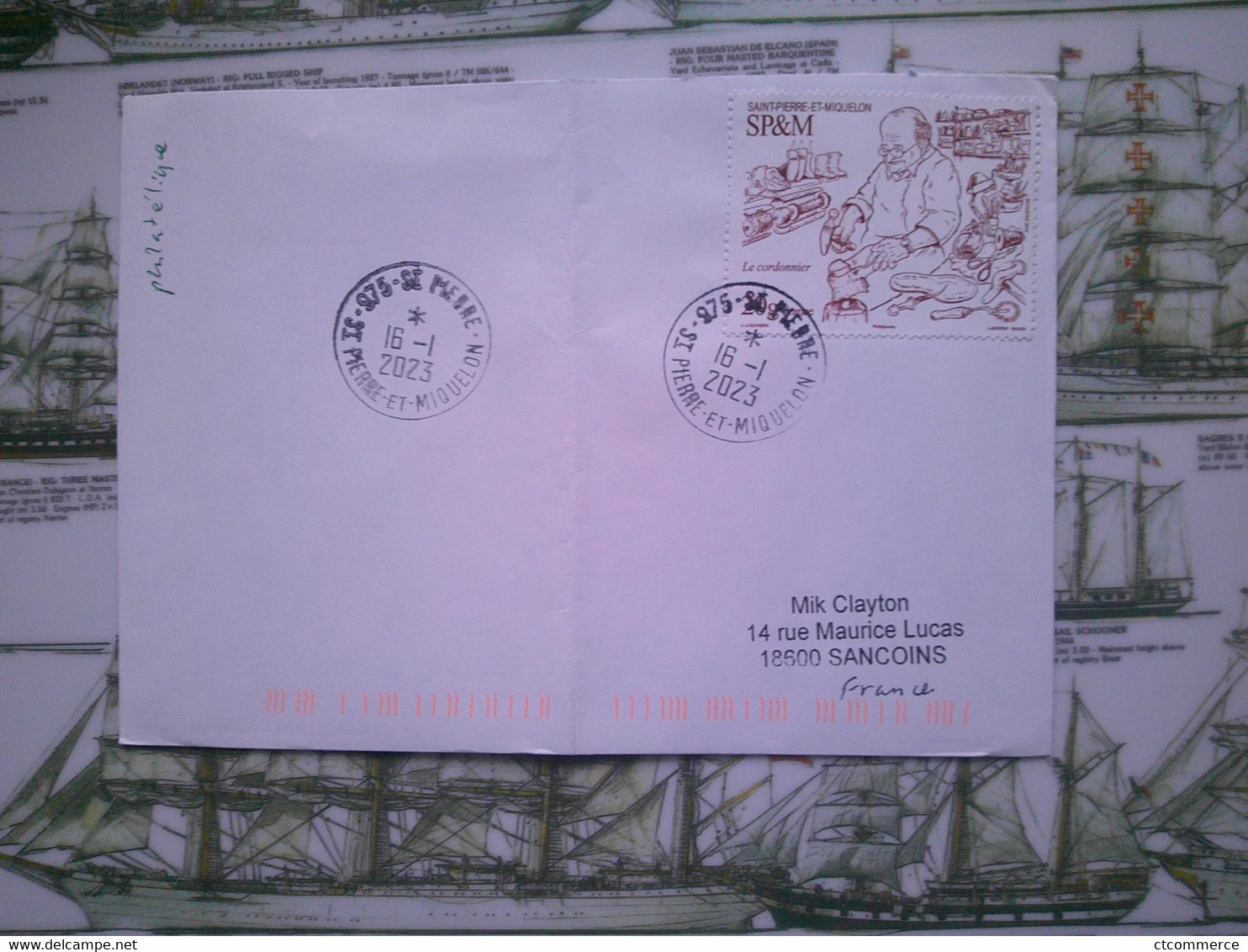 Enveloppe, Timbre, Le Cordonnier Cachet Rond St Pierre Et Miquelon - Covers & Documents