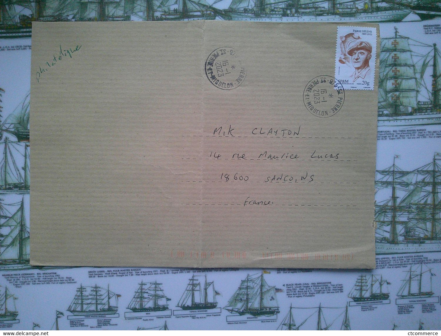 Cachet Rond St Pierre Et Miquelon Timbre Pierre Hélène, Charpentier De Marine - Storia Postale