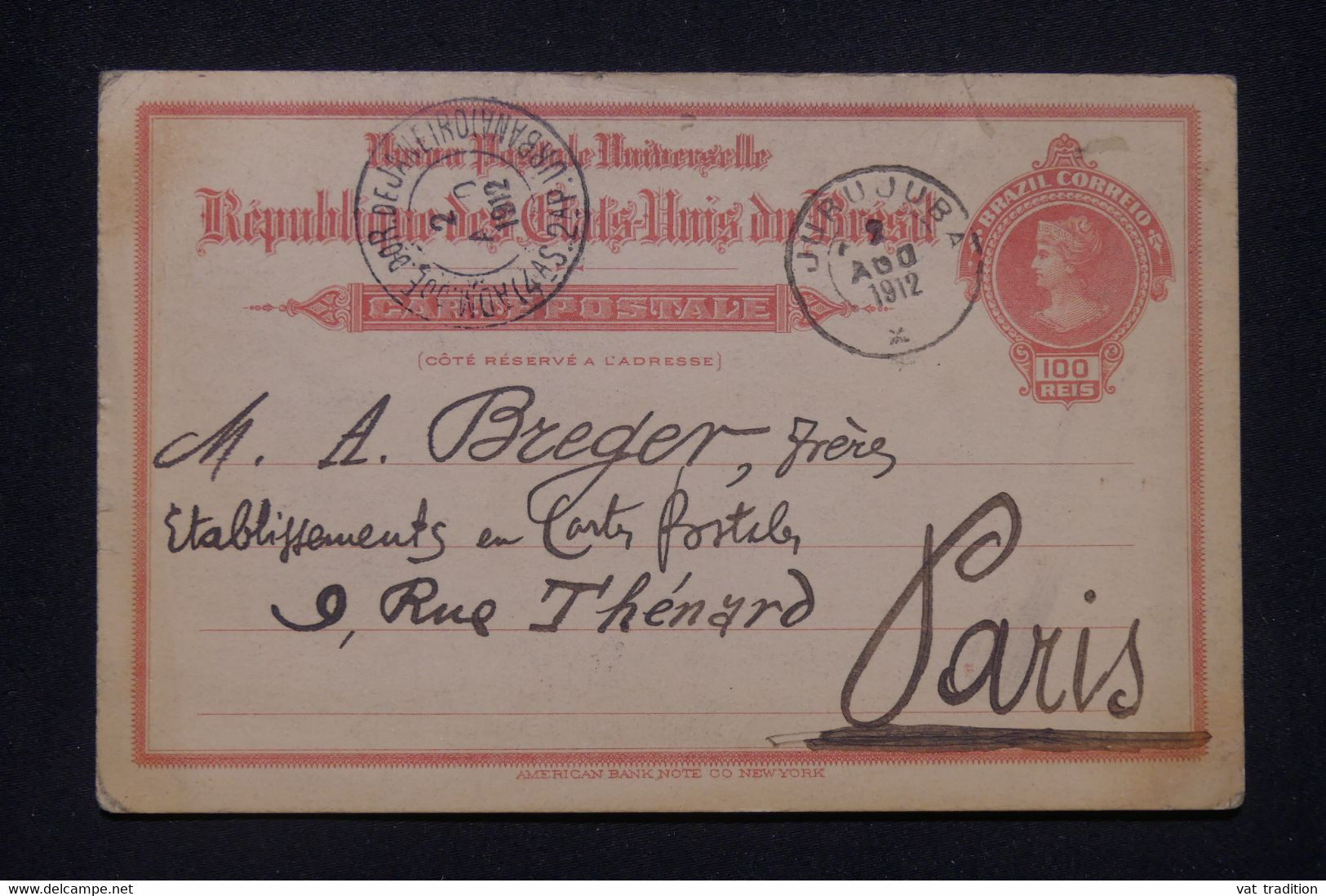 BRESIL - Entier Postal De Jurujuba Pour Paris En 1912 - L 139034 - Entiers Postaux