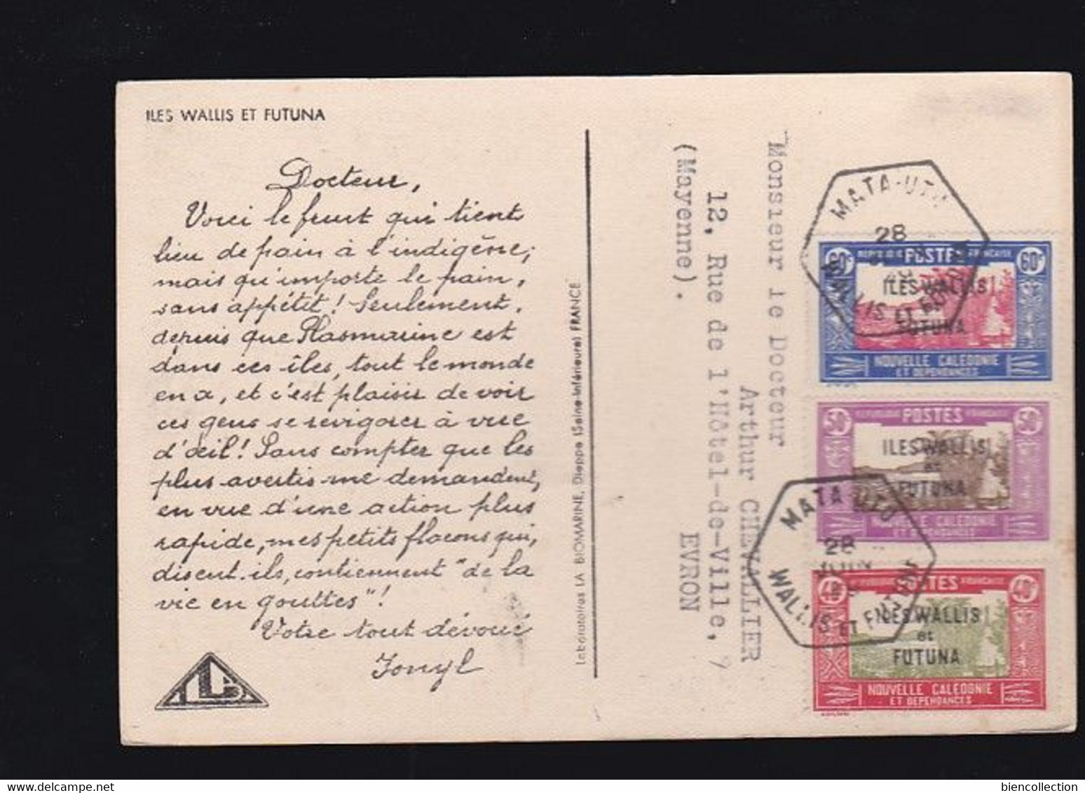 Wallis Et Futuna. Timbres Sur Carte Ionyl - Briefe U. Dokumente