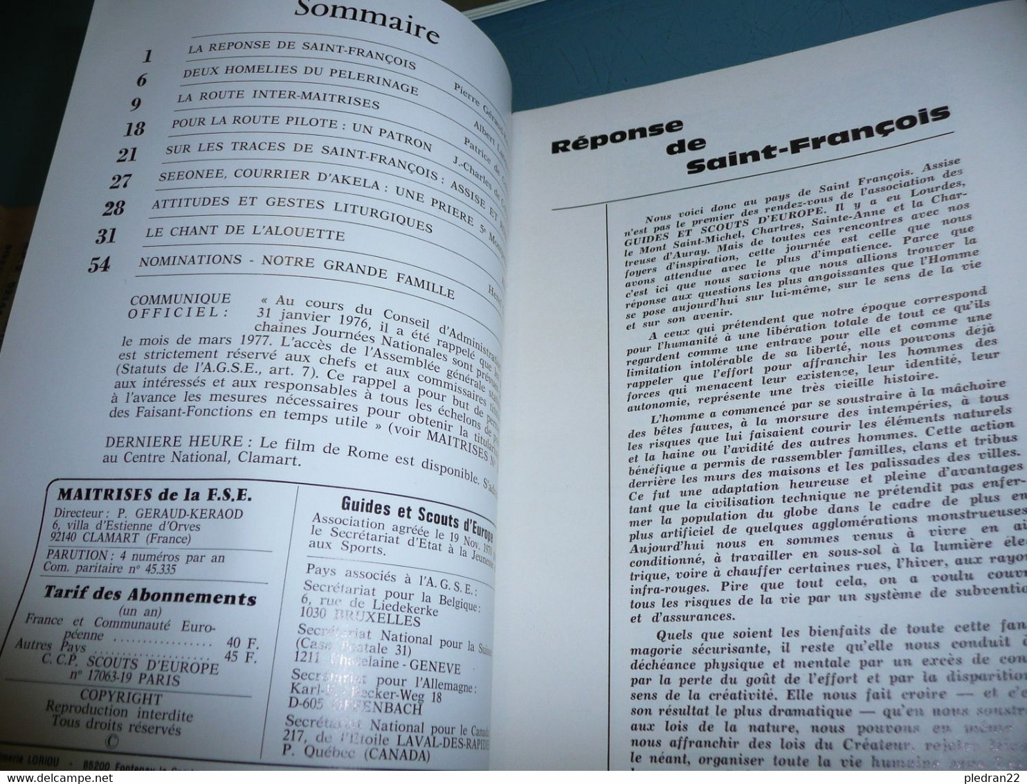 CHEFS ET CHEFTAINES SCOUTISME GUIDE REVUE MAITRISE SCOUTS D'EUROPE N° 32 Et 33 JANVIER FEVRIER 1976 - Other & Unclassified