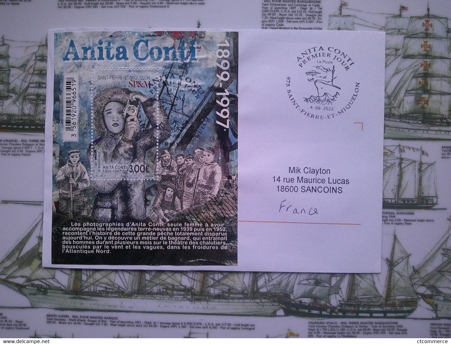 Anita Conti 1899-1997 FDC 4/8/22 St Pierre Et Miquelon - Storia Postale