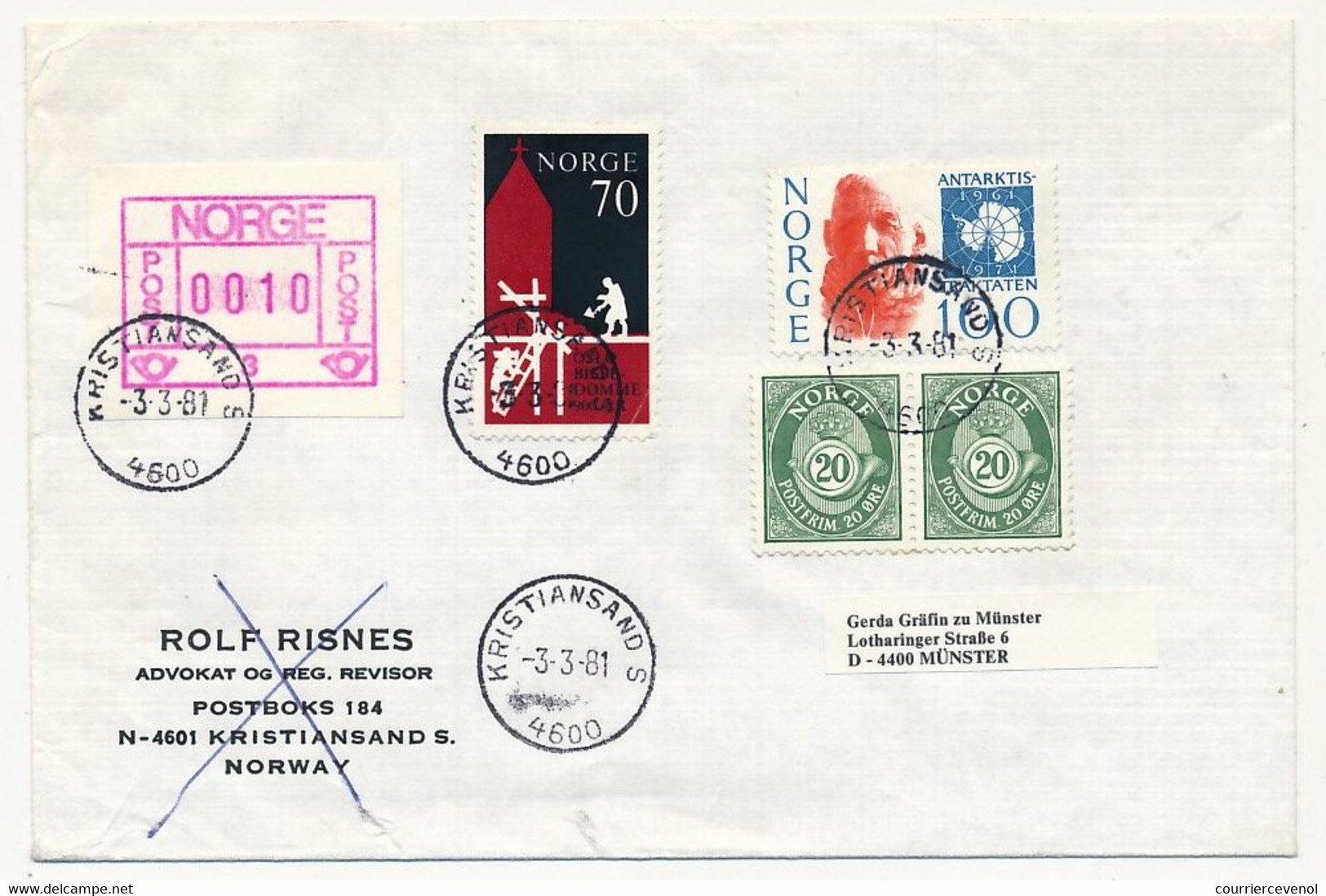 NORVEGE - Lot 9 Enveloppes Diverses, Affranchissements Composés Avec étiquette ATM, 1981 - Lettres & Documents