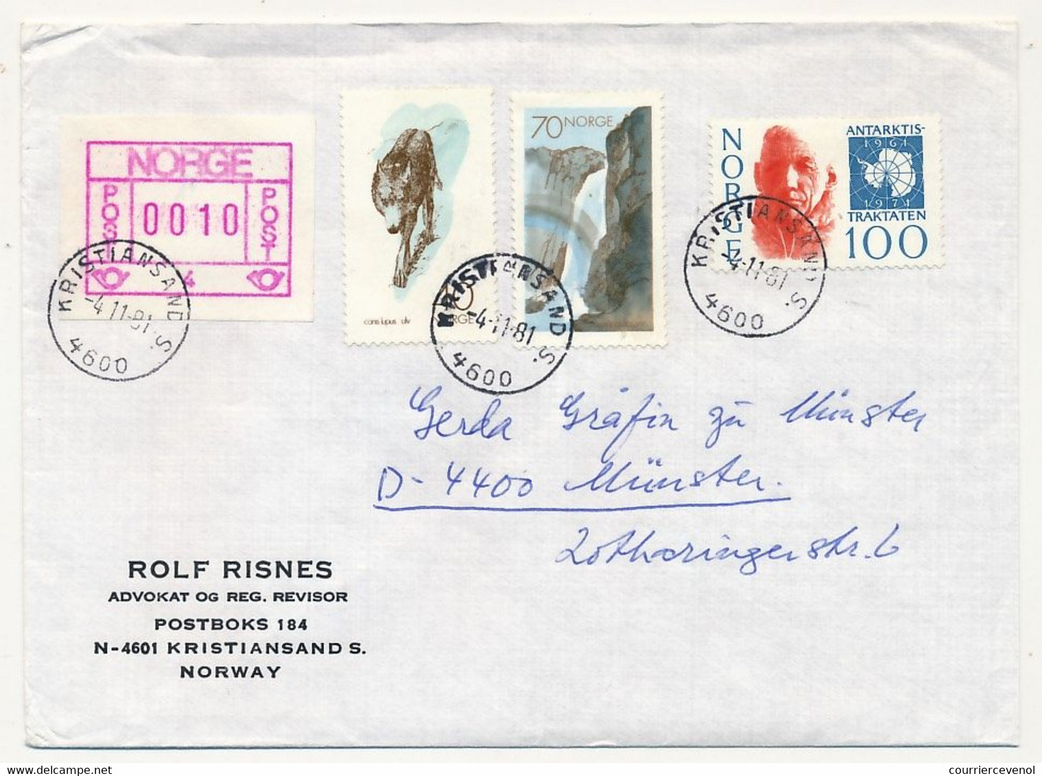 NORVEGE - Lot 9 Enveloppes Diverses, Affranchissements Composés Avec étiquette ATM, 1981 - Lettres & Documents