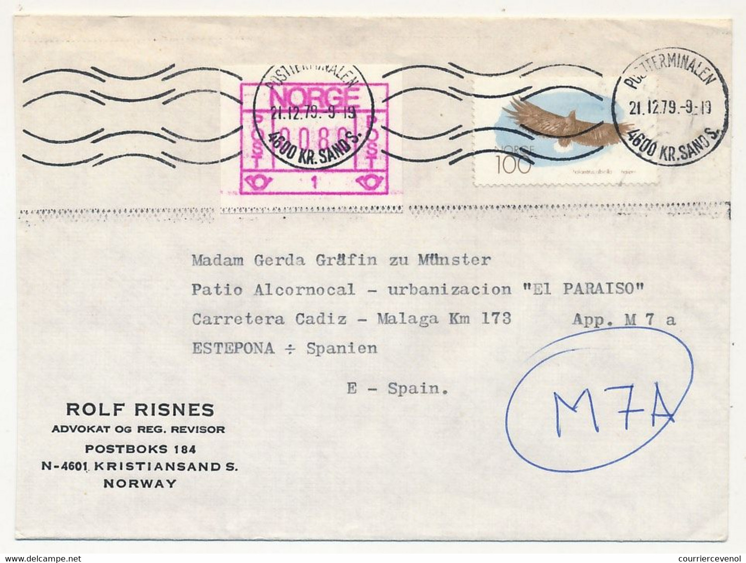 NORVEGE - Lot 9 enveloppes diverses, affranchissements composés avec étiquette ATM, 1981