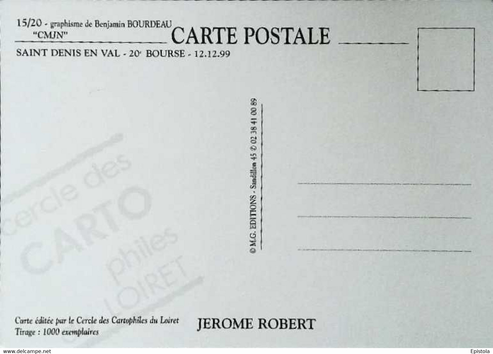 ►   CARTE SALON  BOURSE - 1999    "Graphisme Illutrateur Bourdeau"     Saint Denis En Val (45 Loiret)   (Tirage Limité) - Bourses & Salons De Collections