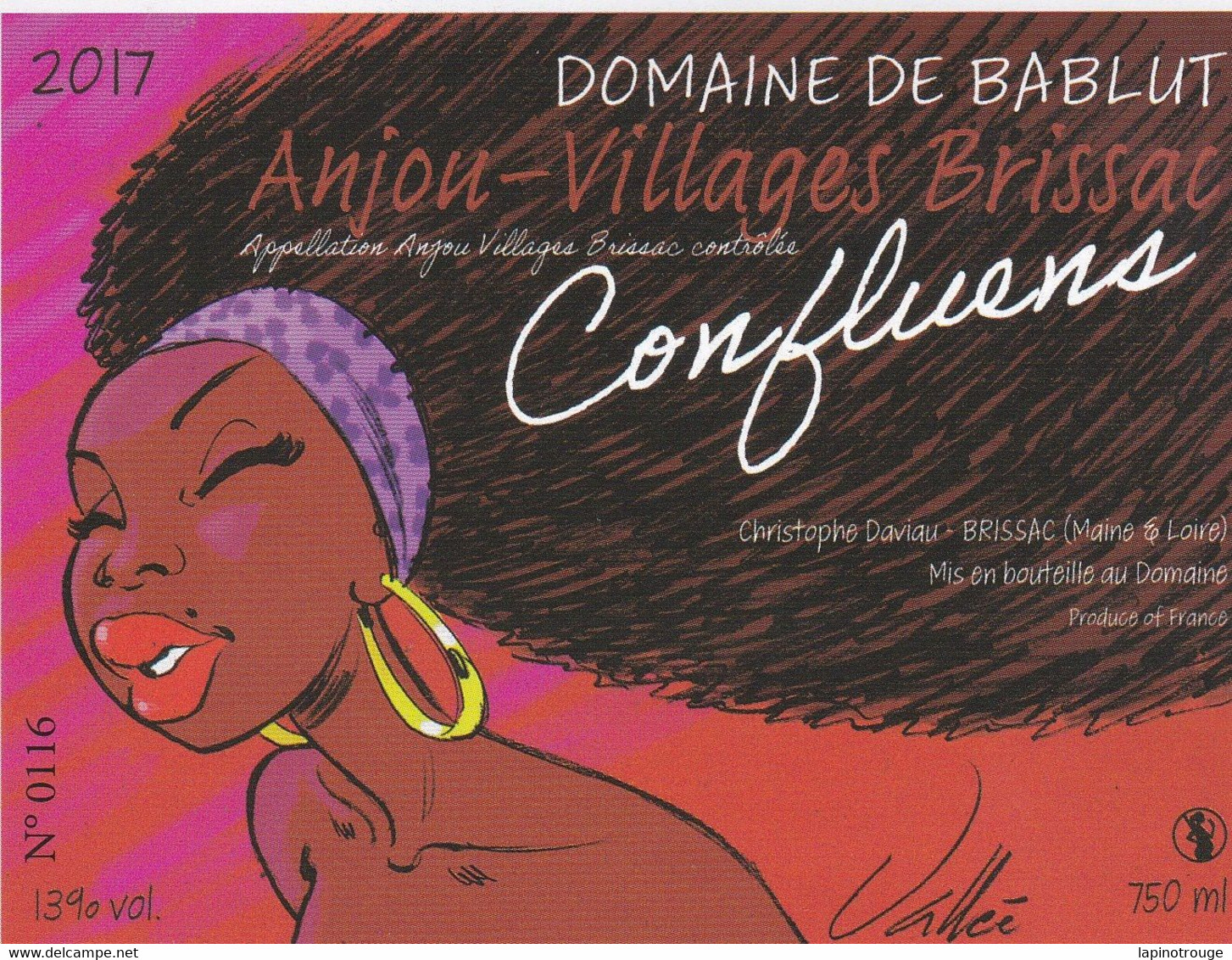 Etiquette Vin VALLEE Sylvain Festival BD Angers 2019 (Tananarive - El Arte De La Mesa