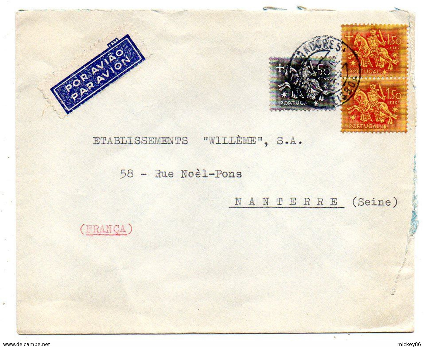 PORTUGAL--1962--lettre  LISBOA  Pour NANTERRE-92 (France ) ,timbres  Sur Lettre.....cachet - Covers & Documents