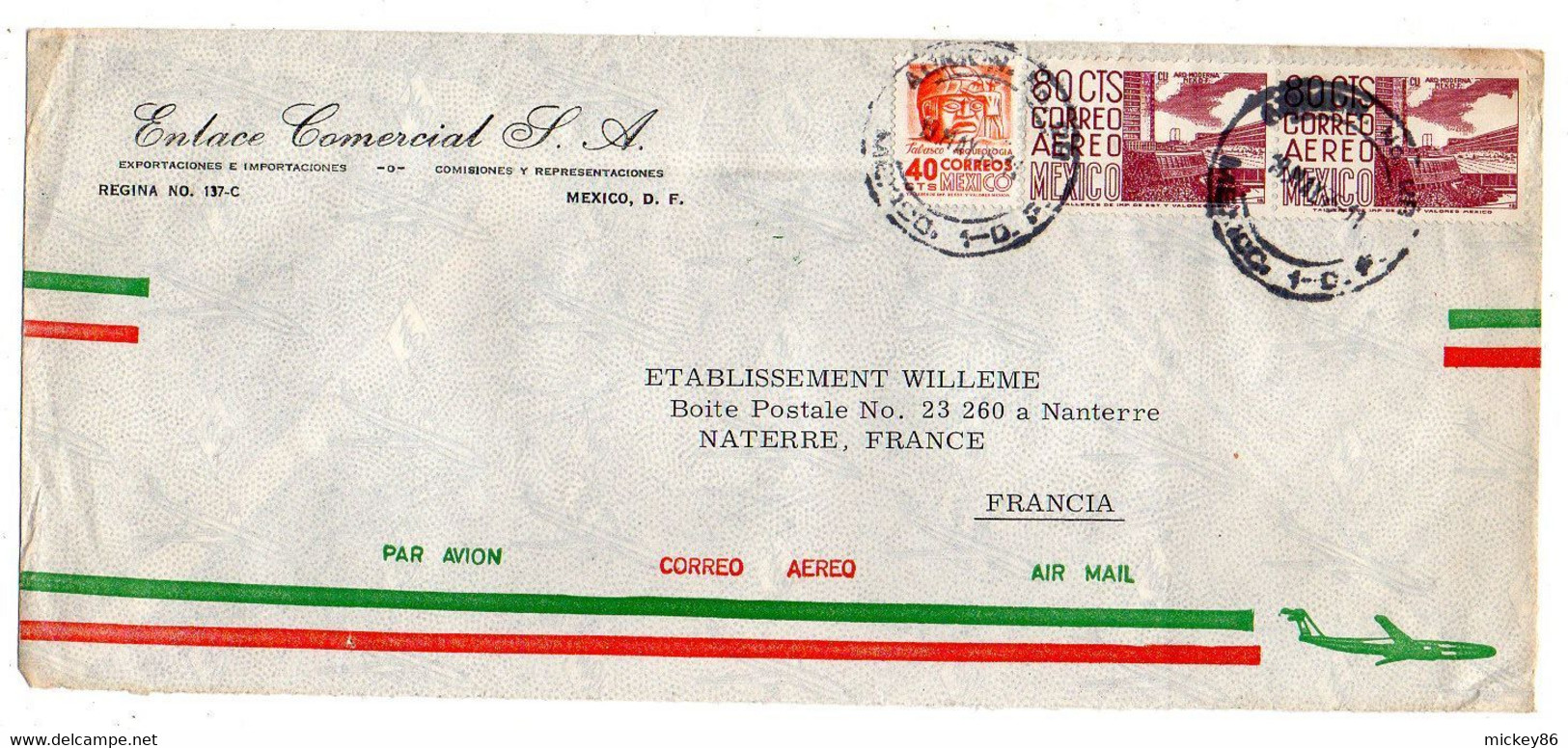 MEXIQUE--1965--lettre MEXICO  Pour NANTERRE-92 (France ) ,timbres Sur Lettre.....cachet - Mexiko