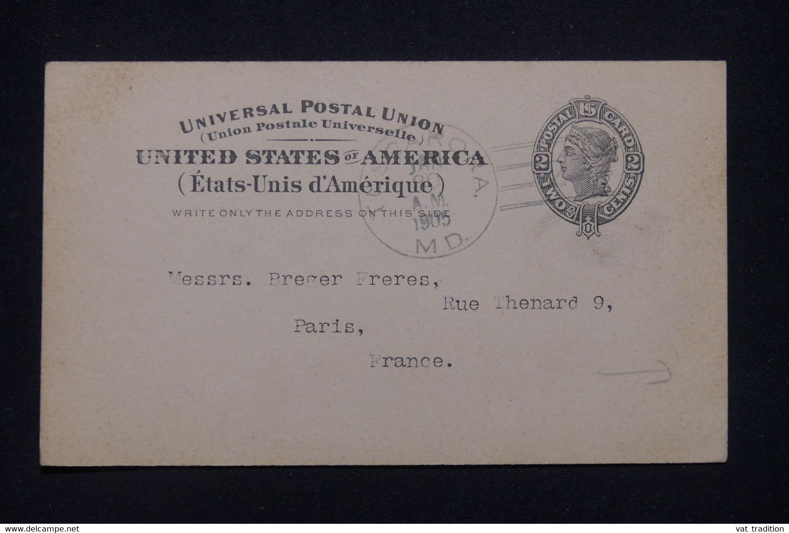 ETATS UNIS - Entier Postal De Tuscarora Pour Paris En 1905 - L 139044 - 1901-20