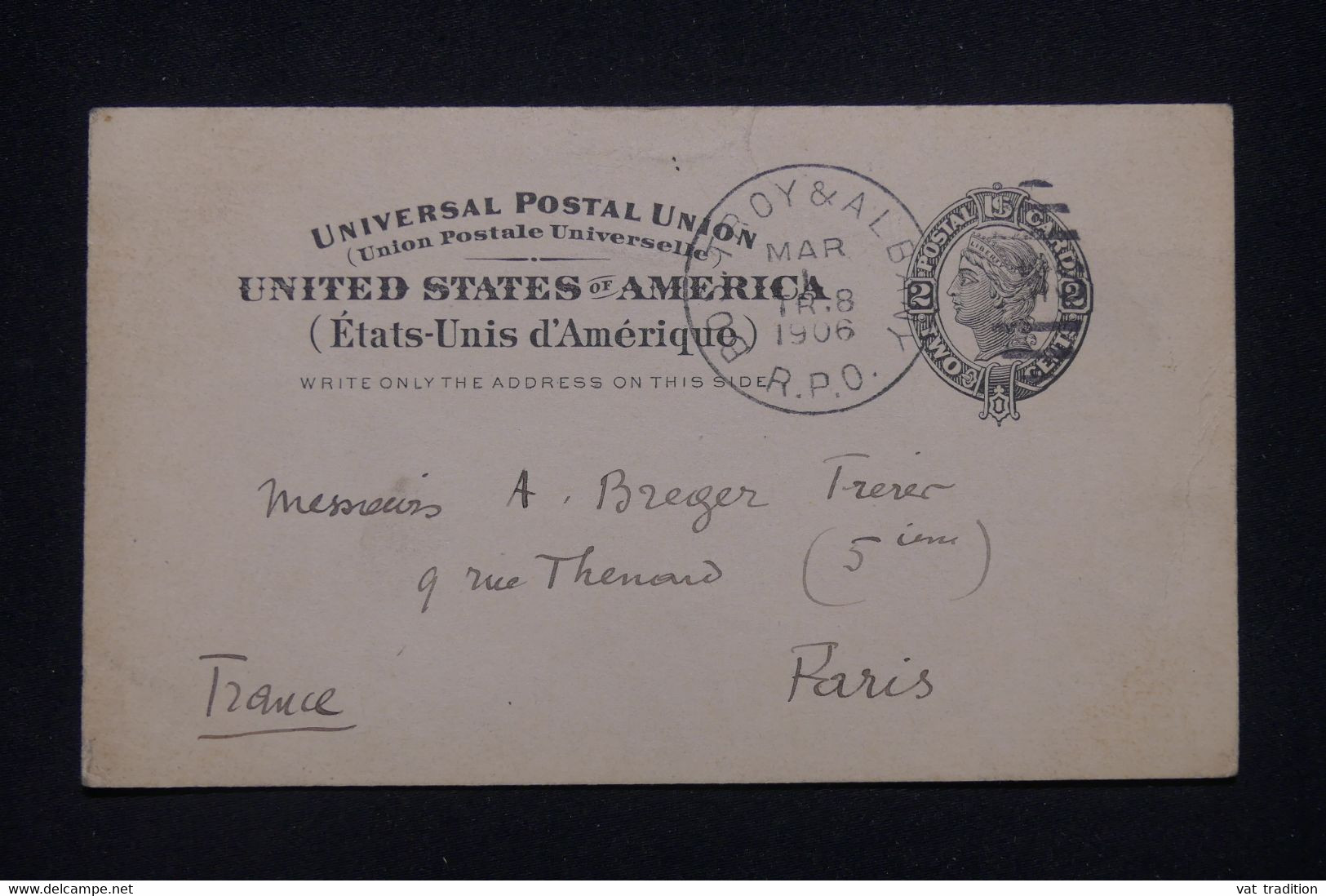 ETATS UNIS - Entier Postal De Boston Pour Paris En 1906 - L 139045 - 1901-20