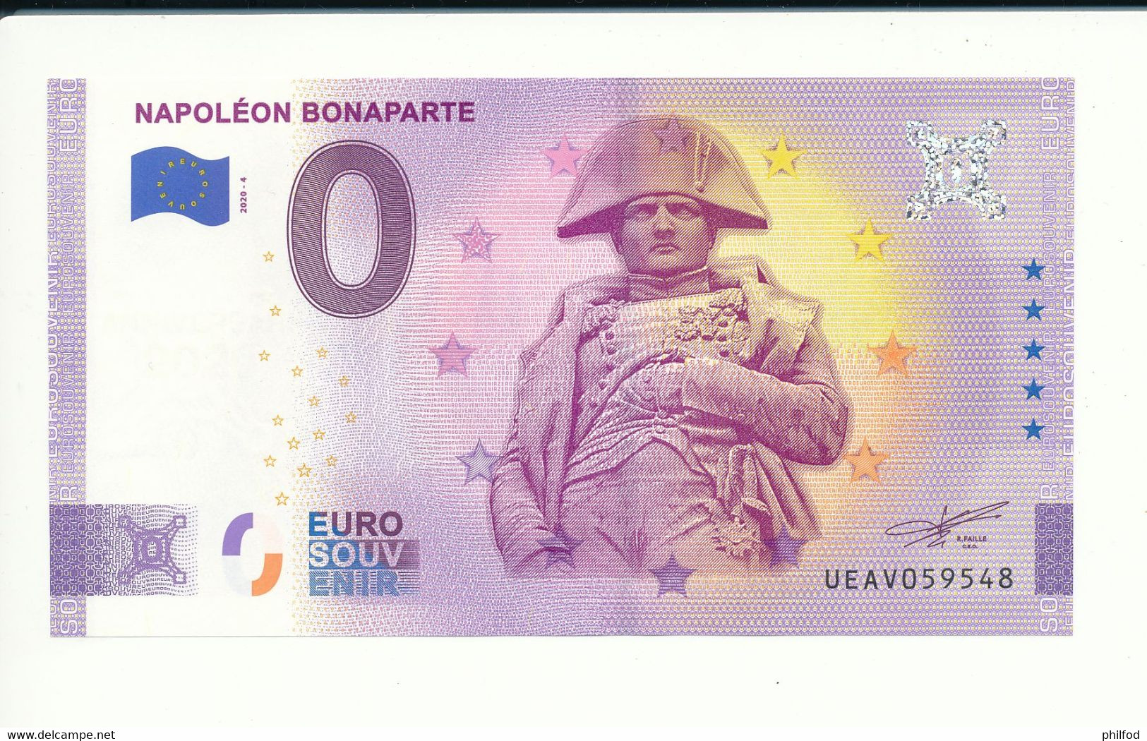 Billet Touristique  0 Euro  - NAPOLÉON BONAPARTE  - UEAV - 2020-4 -ANNIV - N° 59548 - Autres & Non Classés