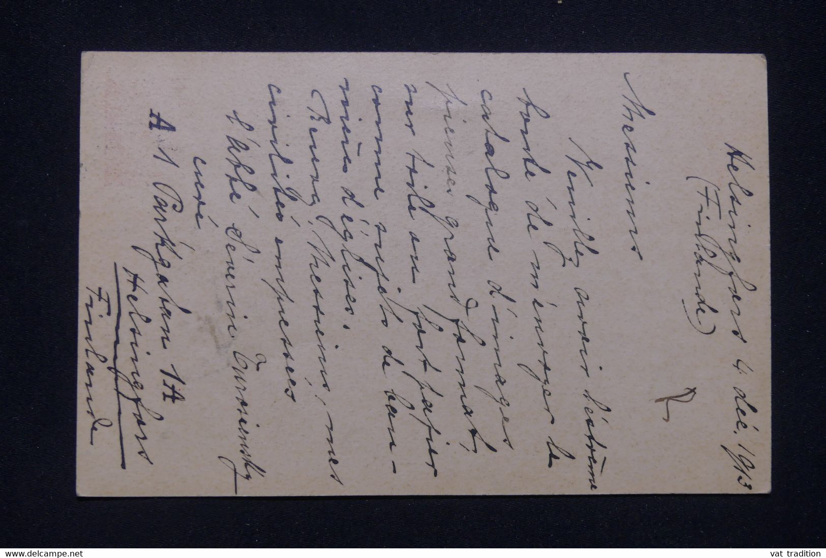 FINLANDE - Entier Posta De Helsinki Pour Paris En 1913 ( Occupation Russe ) - L 139051 - Lettres & Documents