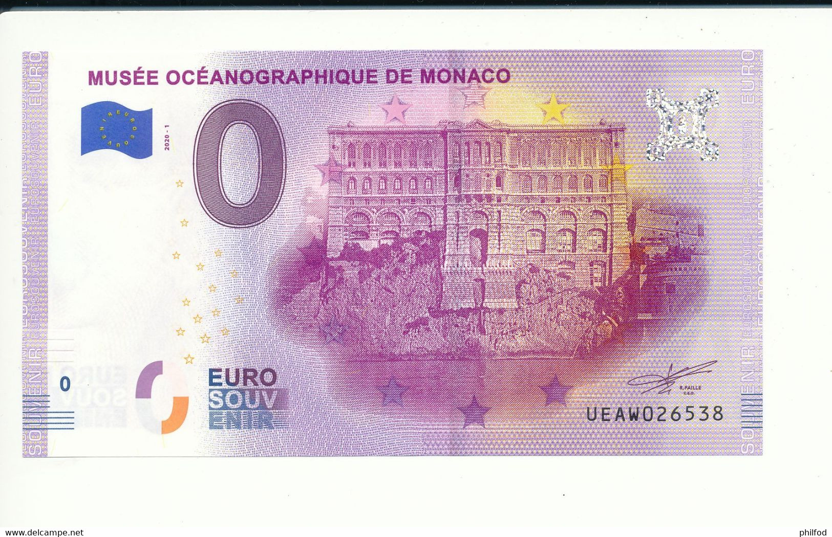Billet Touristique  0 Euro  - MUSÉE OCÉANOGRAPHIQUE DE MONACO  - UEAW - 2020-1 - N° 26538 - Autres & Non Classés