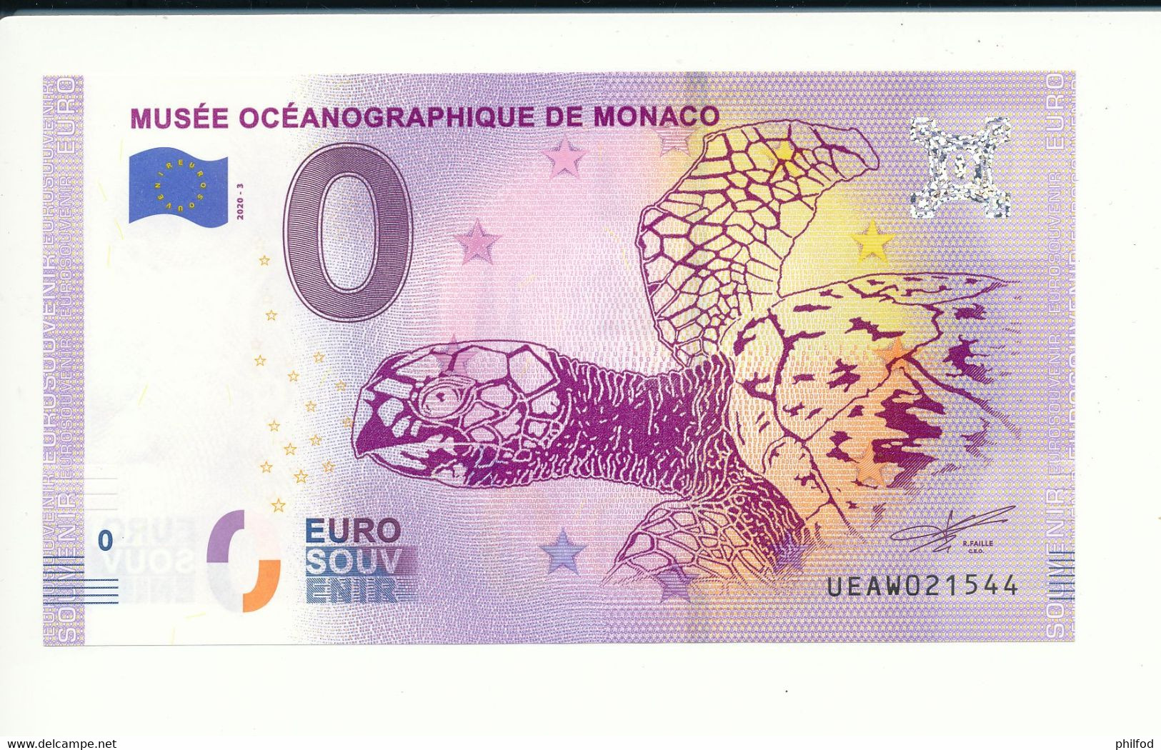 Billet Touristique  0 Euro  - MUSÉE OCÉANOGRAPHIQUE DE MONACO  - UEAW - 2020-3 - N° 21544 - Autres & Non Classés