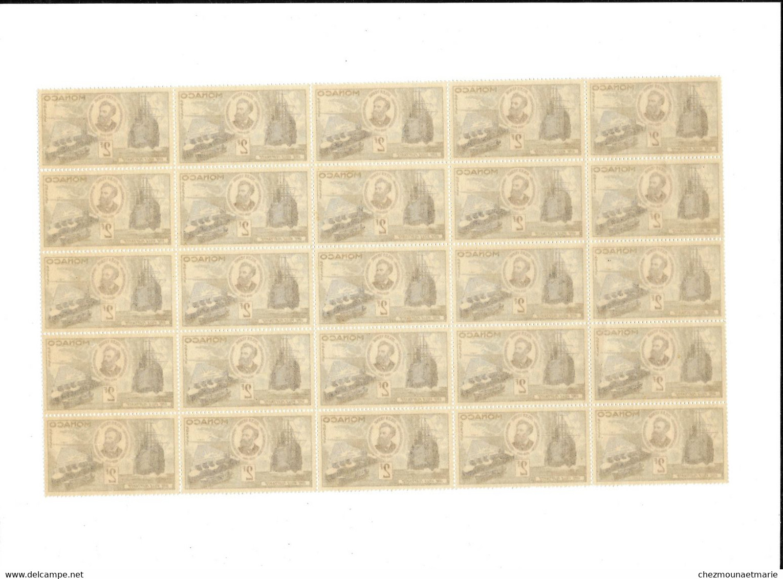 1955 MONACO JULES VERNE BLOC DE 25 DE 2 FRANCS - Unused Stamps