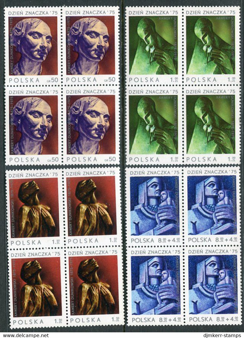 POLAND 1975 Stamp Day Set In Blocks Of 4 MNH / **.  Michel 2409-12 - Neufs