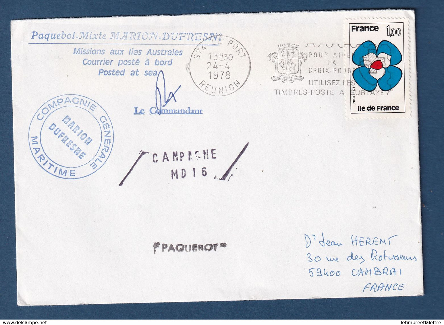 ⭐ France - N° 1991 - Paquebot - Enveloppe Marion Dufresne - Campagne MD 16 - 1978 ⭐ - Covers & Documents