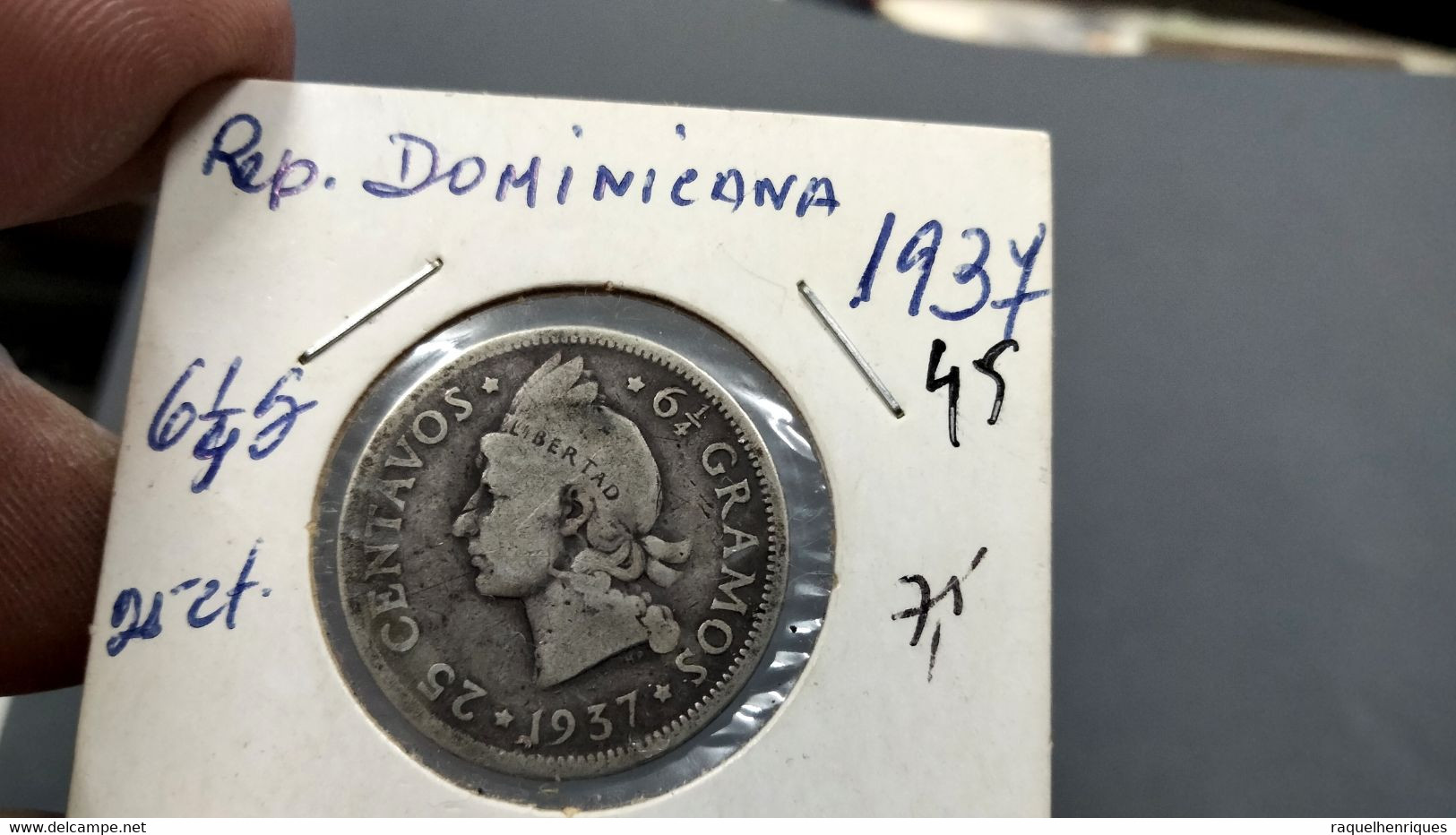 DOMINICAN REPUBLIC 25 CENTAVOS 1937 KM# 20 - SILVER (G#48-45) - Dominikanische Rep.