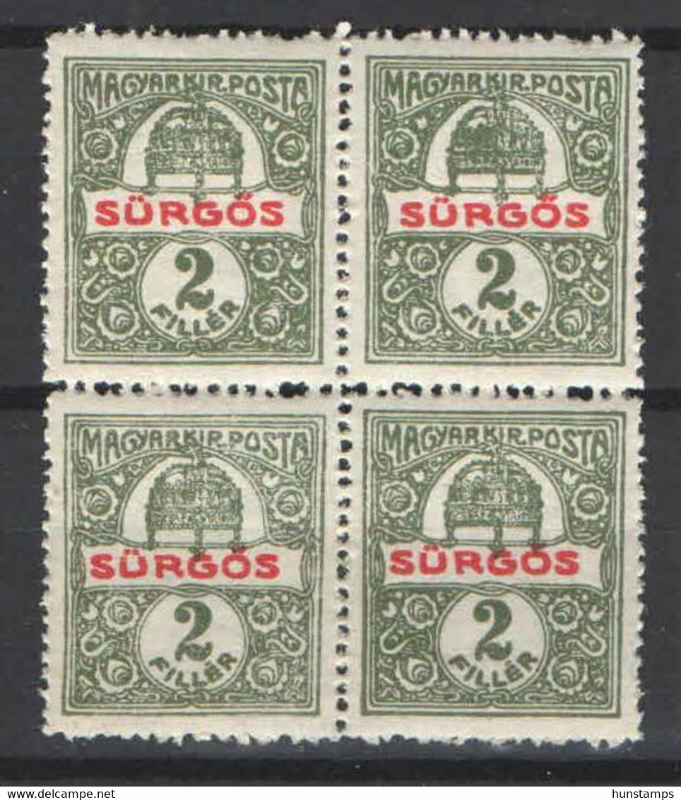 Specials - Hungary 1916. Surgos Stamp In 4-blocks ! Michel:180. MNH (**) - Ongebruikt