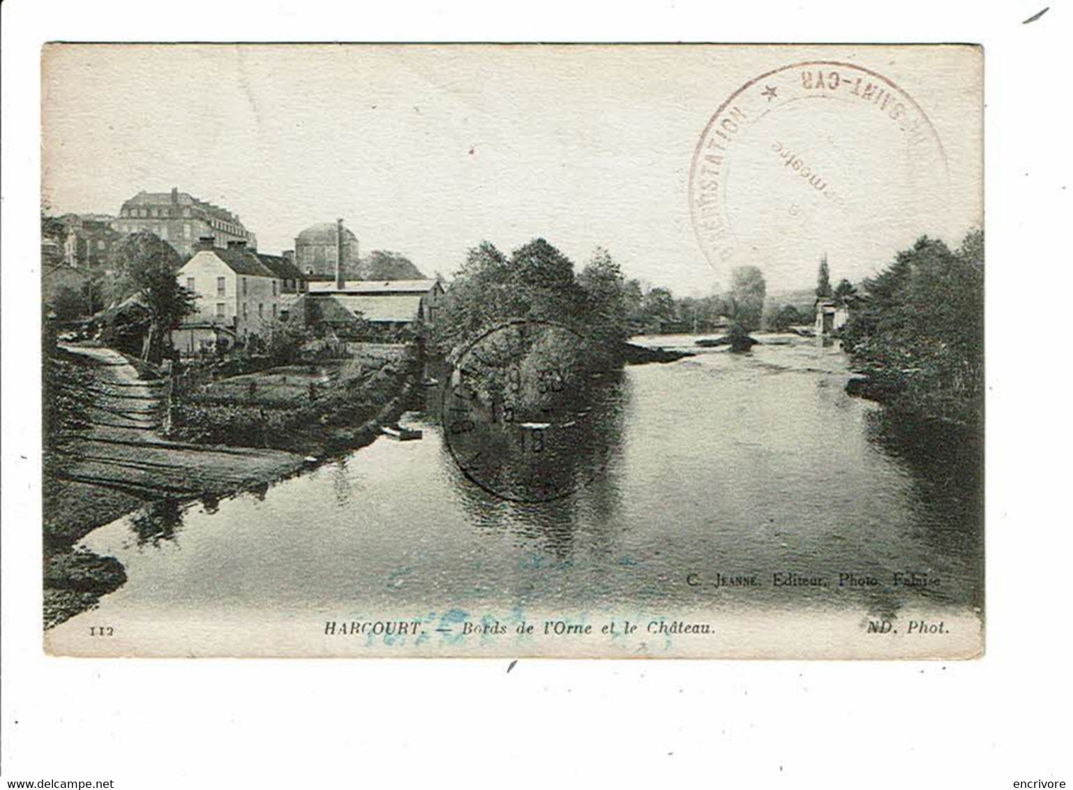 Cpa HARCOURT Bord De L'Orne Et Chateau - Tampon Aerostation St Cyr L'école - Jeanne éd Photo Falaise 112 - Harcourt