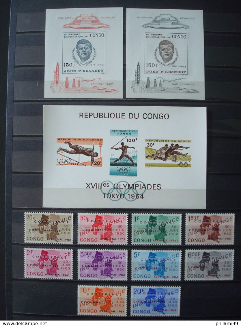 CONGO MNH** COT. 152 € 2 SCANS / Incl. 2 KENNEDY BLOCS Nr 17+18 (cot. 100 €) - Verzamelingen