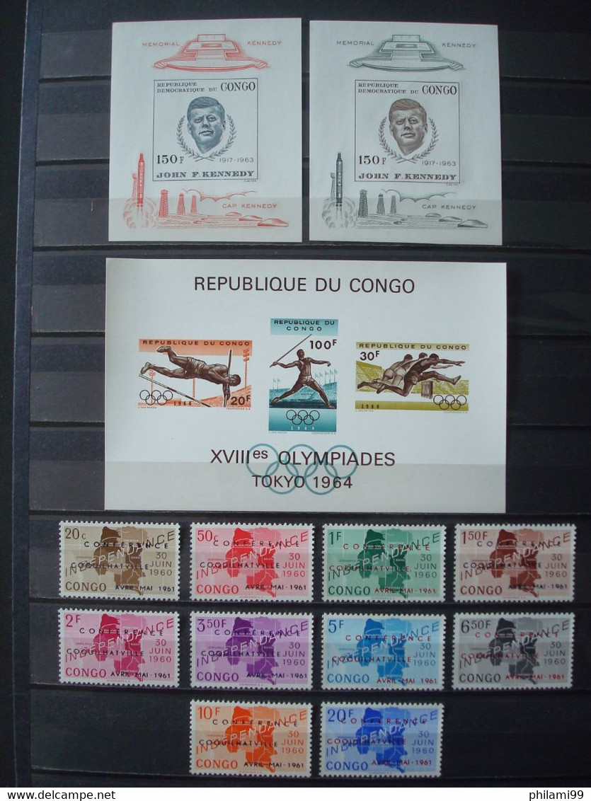 CONGO MNH** COT. 152 € 2 SCANS / Incl. 2 KENNEDY BLOCS Nr 17+18 (cot. 100 €) - Collezioni
