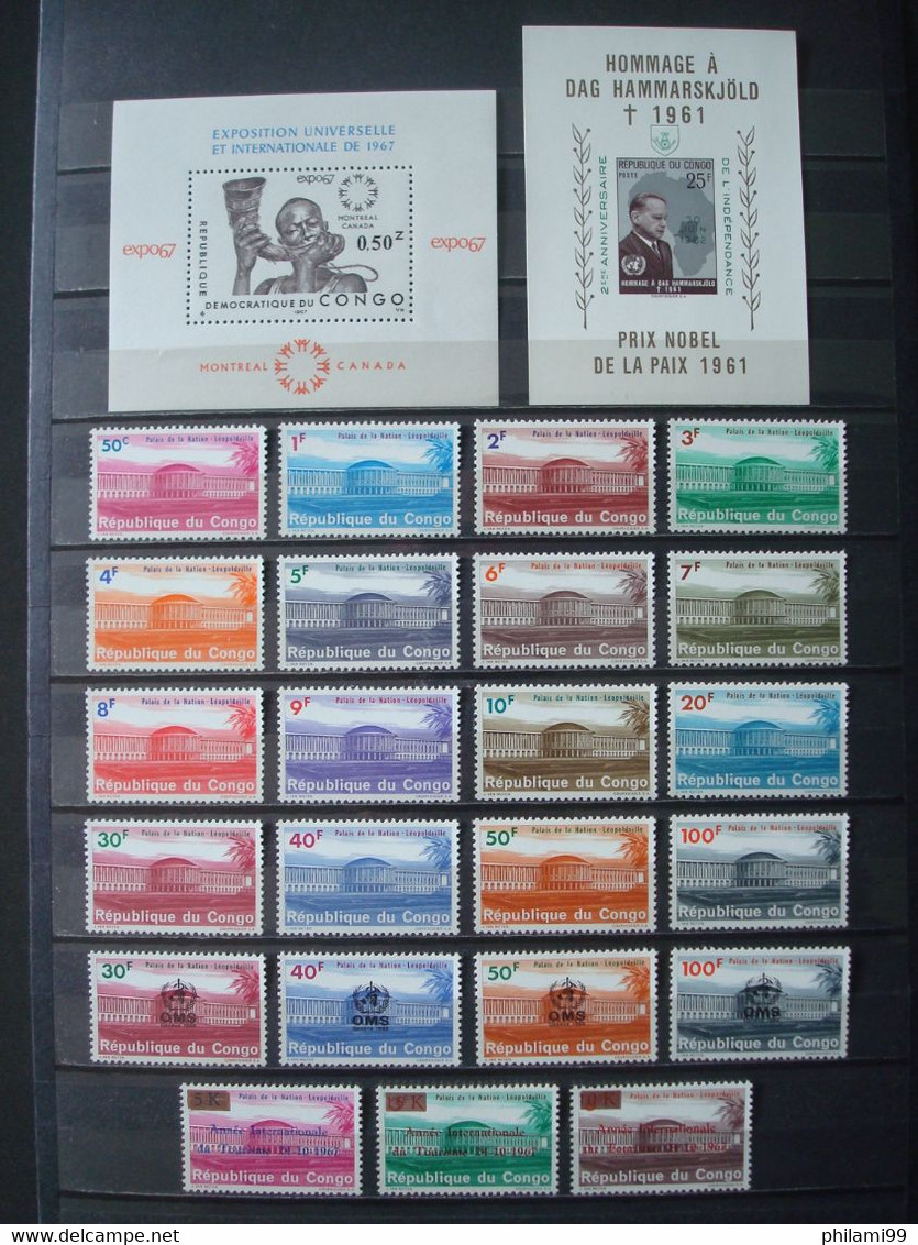 CONGO MNH** COT. 152 € 2 SCANS / Incl. 2 KENNEDY BLOCS Nr 17+18 (cot. 100 €) - Collections