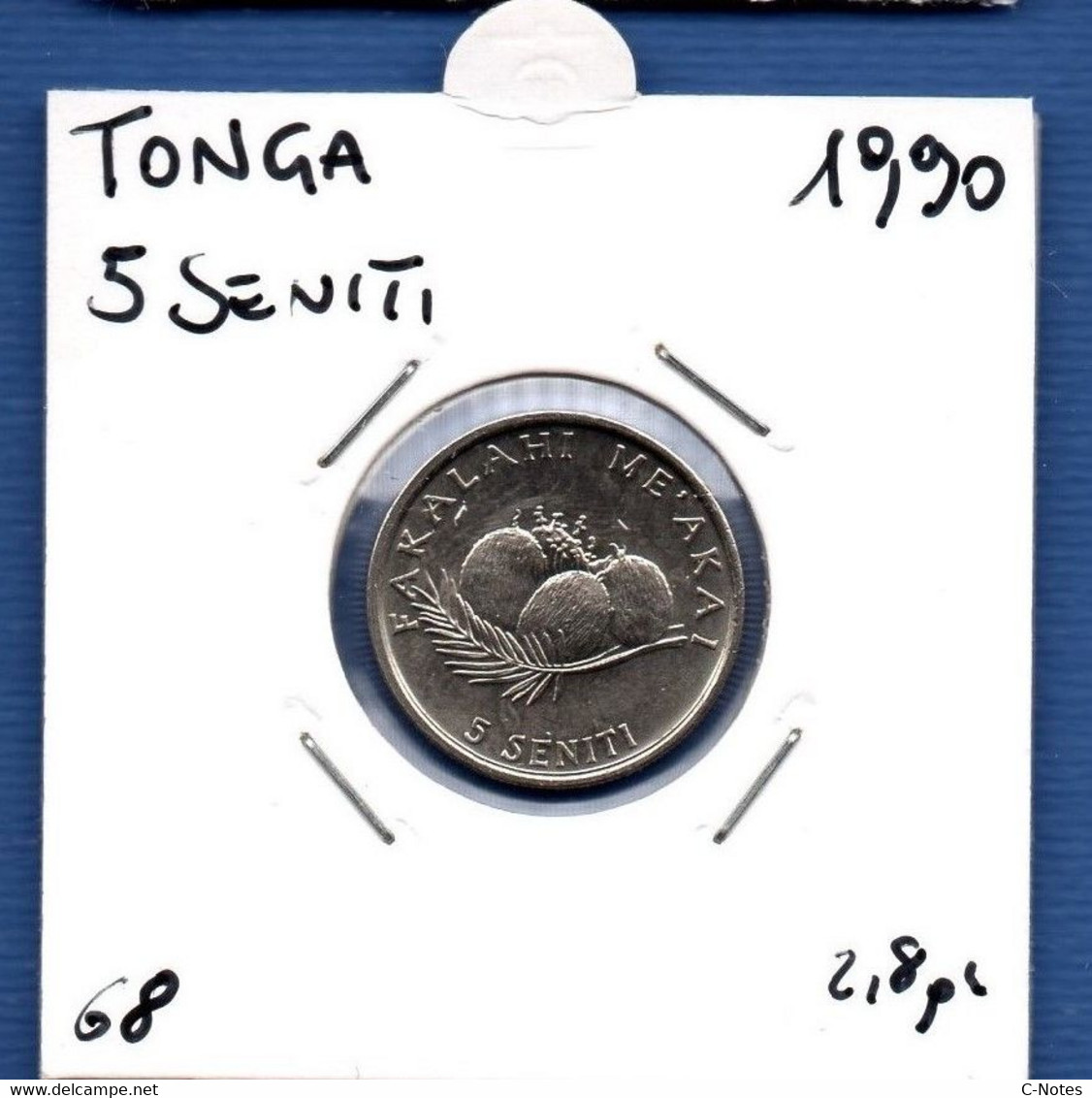 TONGA - 5 Seniti 1990  - See Photos - KM 68 - Tonga