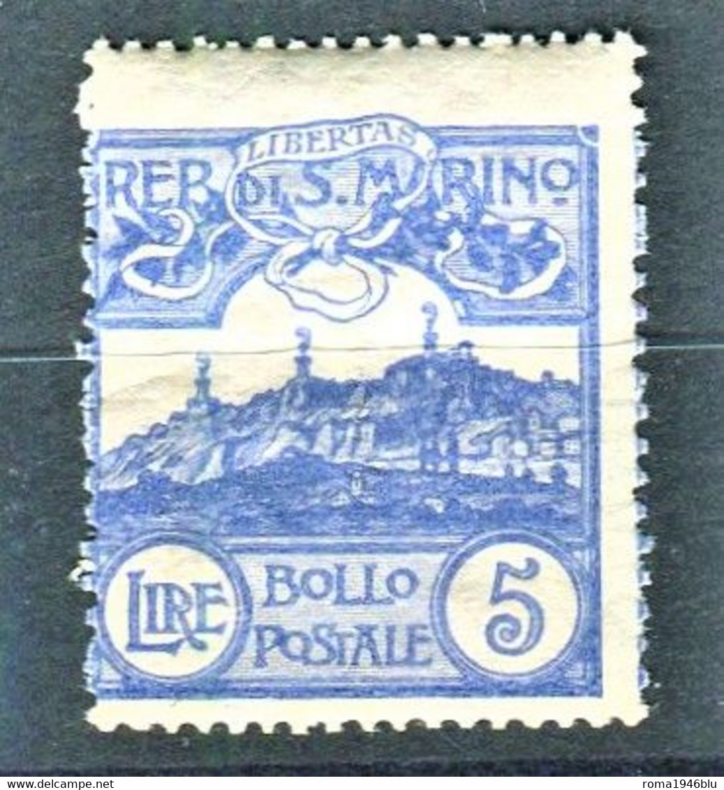 SAN MARINO 1925 VEDUTA 5 L. ** MNH - Gebruikt