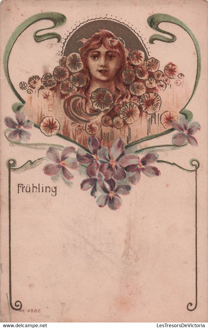 CPA Illustrateur Style Art Déco - Fruhling - Femme Entourée De Fleurs - Ohne Zuordnung