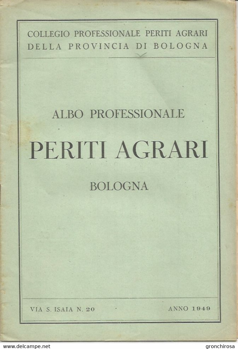 Bologna 1949 Albo Professionale Periti Agrari. 20 Pp. - Gesellschaft Und Politik