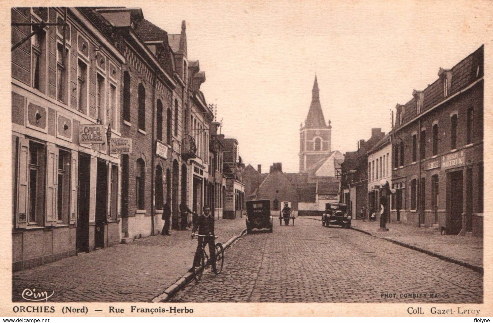 Orchies - La Rue François Herbo - Café Scoliège - Débit De Tabac Tabacs - Orchies