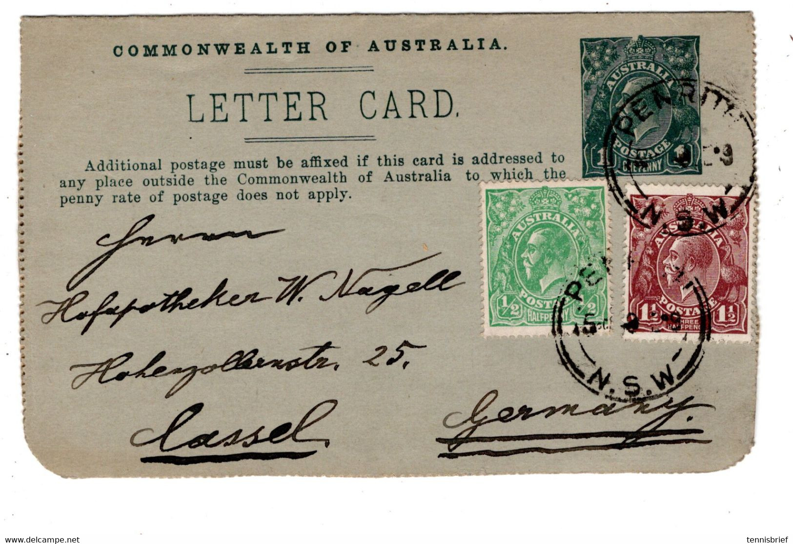 1919 , Stationary Letter Card 1 P. Added 1/2 And 11/2  P, To Germany, Commercial - Cartas & Documentos