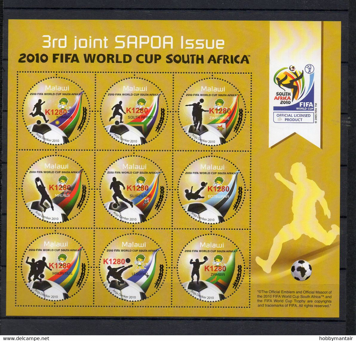 MALAWI, 2021, WORLD CUP SOCCER, O/P,K1280, S/S,  MNH**NEW!! - 2010 – Südafrika