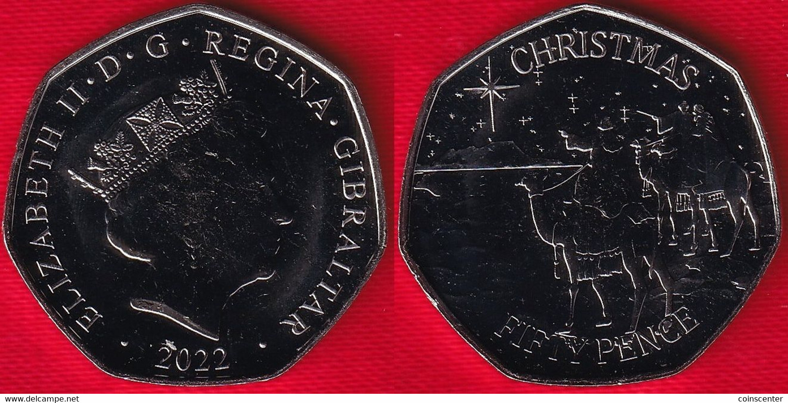 Gibraltar 50 Pence 2022 "Christmas" UNC - Gibraltar