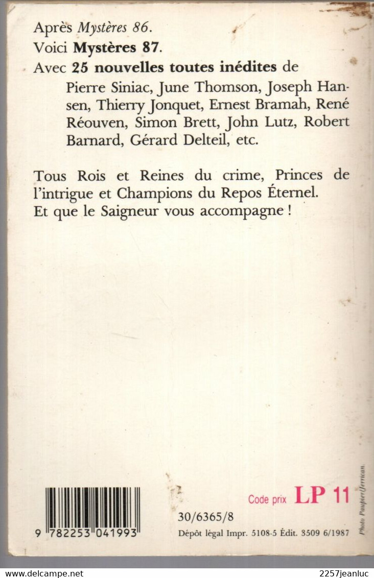 Mystères 87 Avec 25 Nouvelles Inédites Sous La Direction De Jacques Baudou * Livre De Poche 1987 - Schwarzer Roman