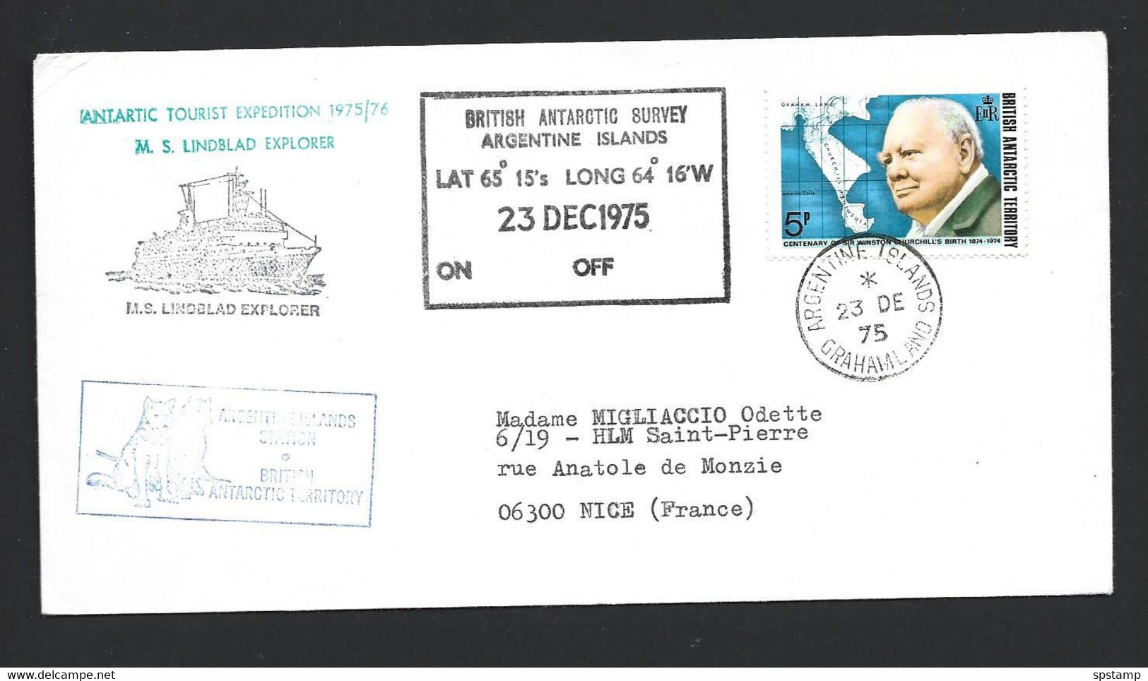 British Antarctic Territory 1975 Multi Cacheted Cover Graham Land To France - Covers & Documents