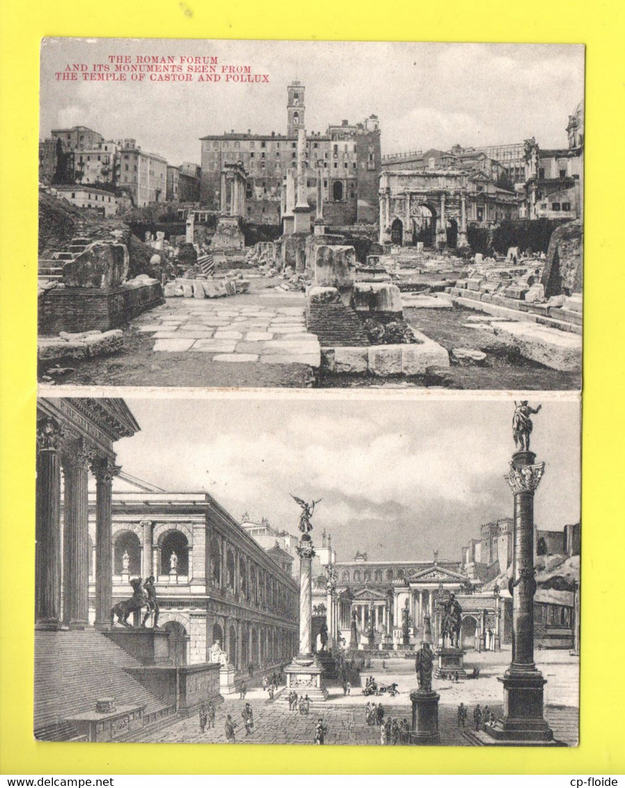 ITALIE . LAZIO . ROMA . " FORUM ROMAIN ET SES MONUMENTS VUS DU TEMPLE DE CASTOR ET POLLUX " . 2 CPA - Réf. N°36584 - - Collezioni & Lotti