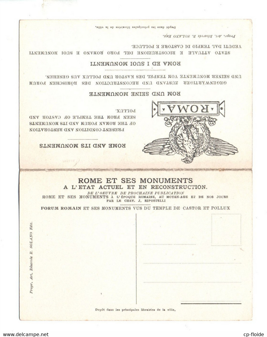 ITALIE . LAZIO . ROMA . " FORUM ROMAIN ET SES MONUMENTS VUS DU TEMPLE DE CASTOR ET POLLUX " . 2 CPA - Réf. N°36584 - - Sammlungen & Lose