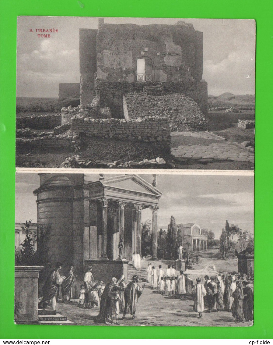 ITALIE . LAZIO . ROMA . " TOMBEAU DE S. URBAIN AU V MILLE DE LA VOIE APPIENNE " . 2 CPA - Réf. N°36584 - - Verzamelingen