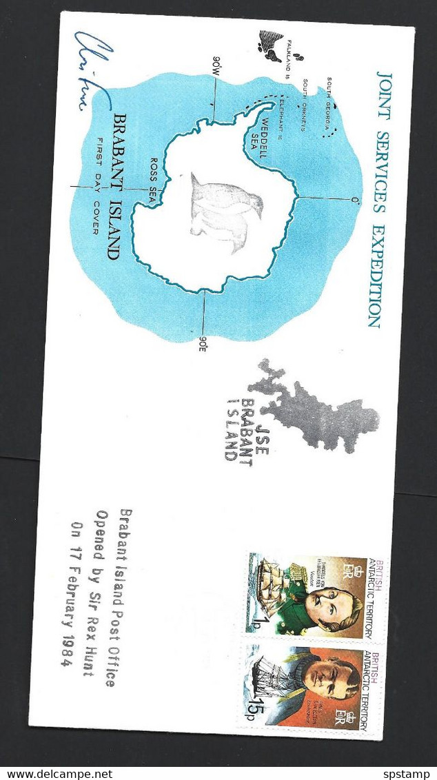 British Antarctic Territory 1984 Brabant Island Base Post Office Opening Illustrated FDC , Multi Cacheted And Signed - Lettres & Documents