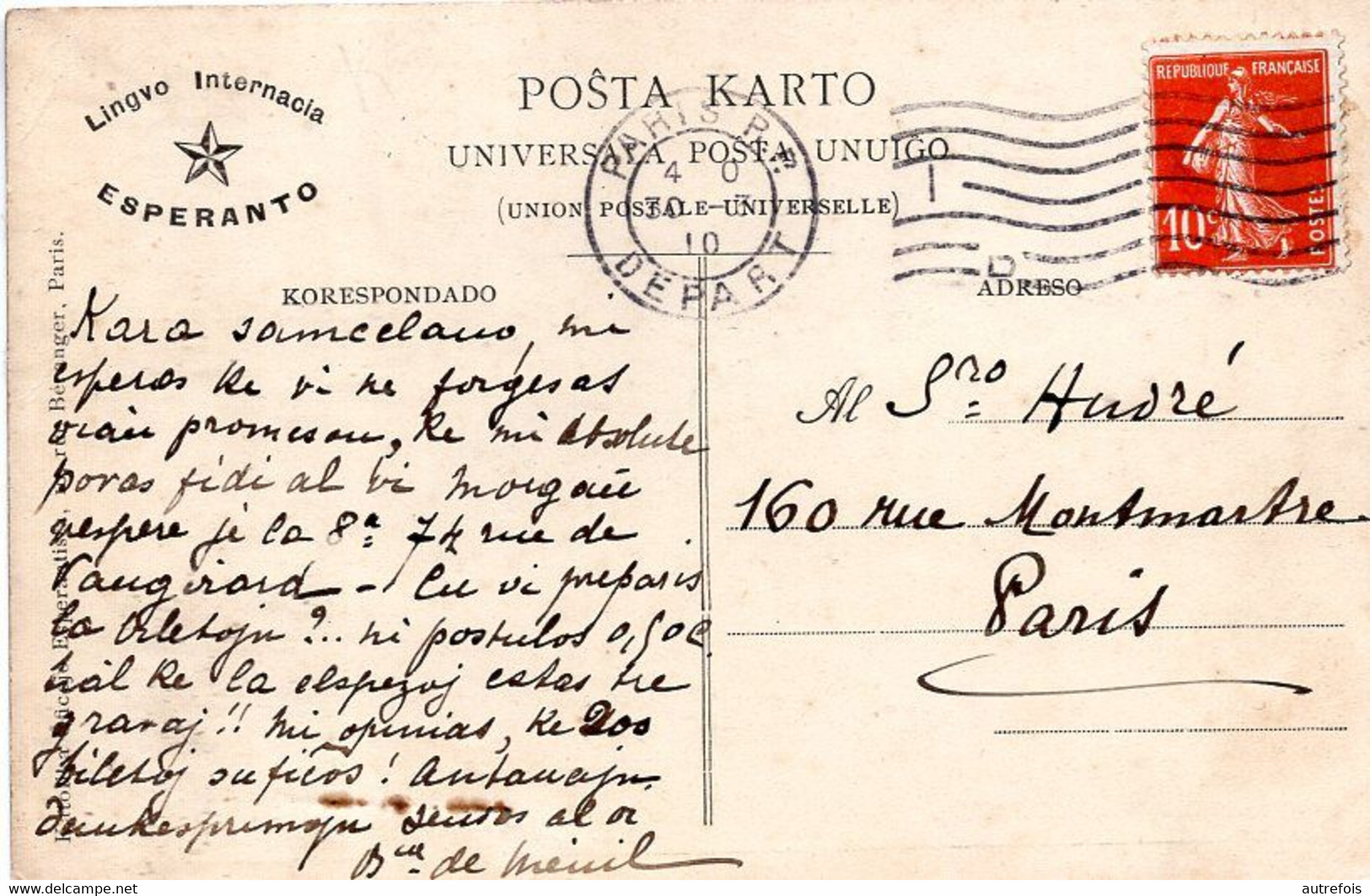 ESPERANTO  1er KONGRESO INTERNACIA DE KATOLIKOJ  ESPERANTISTAL  L INSTITUT CATHOLIQUE   PARIS 1910 - Esperanto